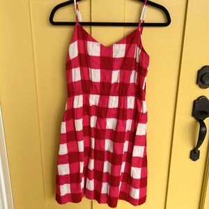Linen blend gingham dress